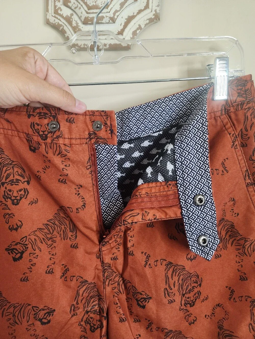 Ted Baker London Prisee Tiger Print Swim Shorts Bur-Orange Size 32